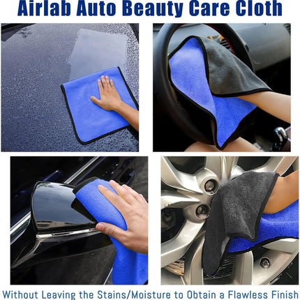 1-4pcs Microfiber Car Washing Towel Soft Quick Drying Windows Mirrors Wiping Rags Home Double Layer Cleaning Cloths 500GSM