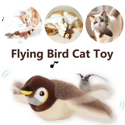 2 Styles Interactive Cat Toy Flapping Bird With Catnip Rechargeable Bird Cat Toys Touch Activated Fluffy Plush Toys For Cats