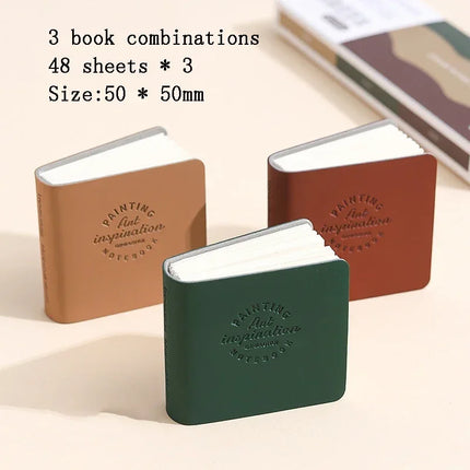 3Pcs Mini Drawing Book Square Watercolor Sketchbook Thick Paper 3 Book Painting Paper Work Relaxation Art Supplies