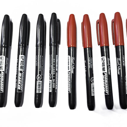 6 PCS Permanent Marker Pen Manga Drawing Markers Black Blue Red Waterproof Ink Sketch Pens Stationery Art School Supplies