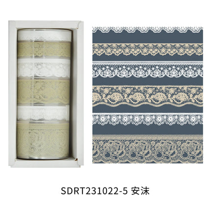 6 Rolls Retro Lace PET Washi Tape Diary Decoration Washitape Cinta Adhesiva Decorativa Scrapbooking Supplies Masking Tape