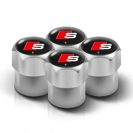 4Pcs Car Wheel Tire Valve Caps Tyre Stem Cover Bolt-In Accessories For Audi Sline A6 Q7 A7 S3 A8 A3 RS A1 A5 A4 Quattro Q5 Q3 TT
