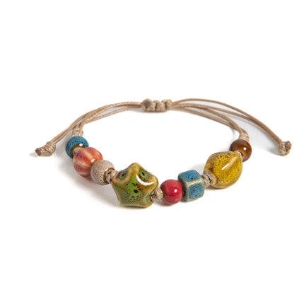 Handmade White Star Claw Ceramic Bracelet Adjustable Boho Ethnic Jewelry Unique Gift S02-027