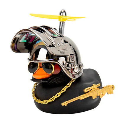 Broken Wind Rubber Duck Motor Accessories Yellow Duck with Helmet Auto Car Accessories Duck In The Car Car Interior Decoration