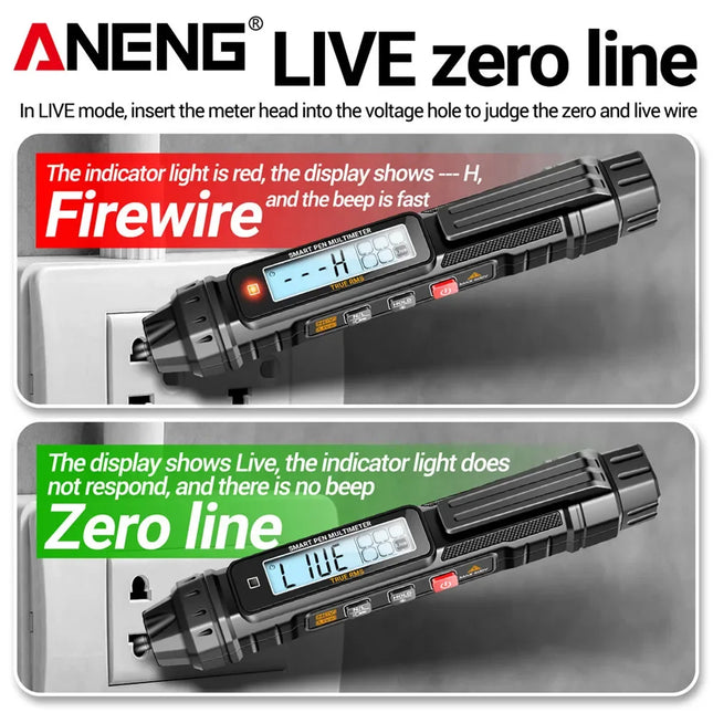 Pocket Digital Multimeter Pen ANENG A3005 Pen Type Teste 4000 Count AC/DC Voltage Phase Sequence Ohm Hz Temp NCV Diode test Tool