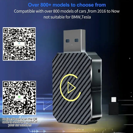 2 in 1 Car Wired to Wireless CarPlay Adapter & Android Auto Adapter Type-C/USB Plug & Play Carplay Wireless Adapter Auto Connect