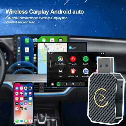 2 in 1 Car Wired to Wireless CarPlay Adapter & Android Auto Adapter Type-C/USB Plug & Play Carplay Wireless Adapter Auto Connect