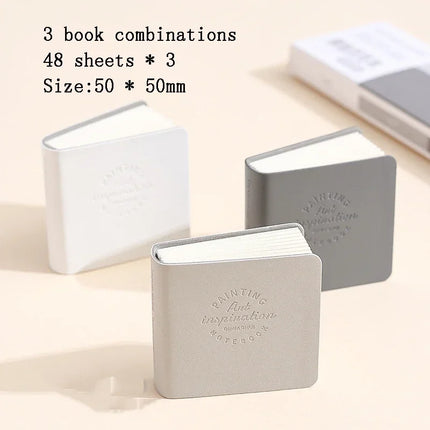 3Pcs Mini Drawing Book Square Watercolor Sketchbook Thick Paper 3 Book Painting Paper Work Relaxation Art Supplies