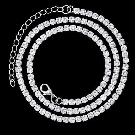 16/18/20/22/24inch Prong Cuban Link Chain for Women Men Iced Out 2 Row Rhinestone Miami Rhombus Hip Hop Cuban Necklaces Jewelry