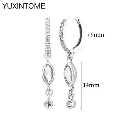 925 Sterling Silver Ear Needle Fashion Hoop Earrings White Crystal Luxury Women's Silver Earrings Wedding Women's Jewelry Gift