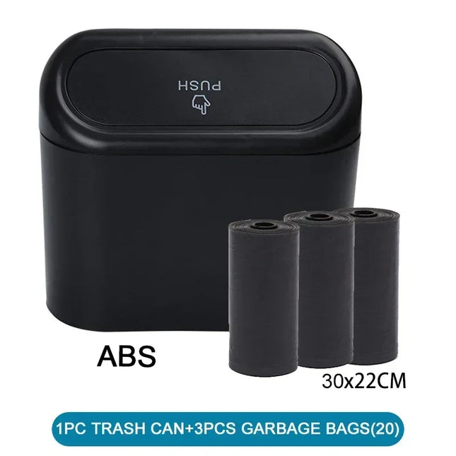 1Pcs Leak-proof Mini Car Trash Can with Lid Small Car Accessories Includes 60 (300) Garbage Bags for Vehicle Interior