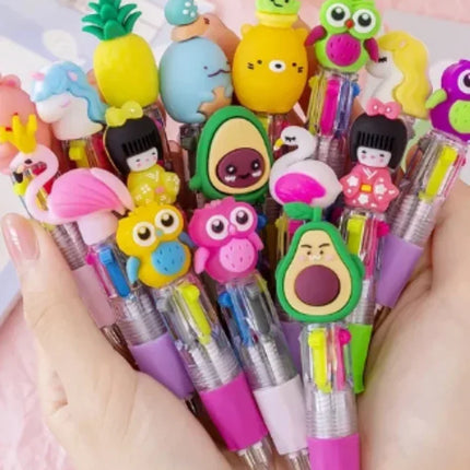 20PCs/lot Cute Cartoon 4 Color Mini Ballpoint Pen Kawaii Unicorn Flamingo Retractable Stationery Gift School Office Supplies