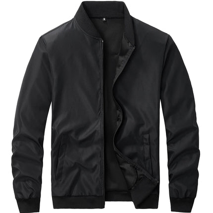 2024 Spring and Autumn New Baseball Collar Short Loose Solid Color Jacket Men's Business Casual Thin Coat Trend