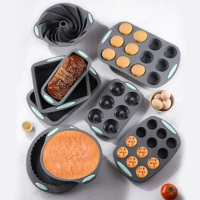 3D Pastry Silicone Cake Mold Baking Set Tools For Cake Pan Kitchen Fluted Tube Savarin Chiffon Pan Bakeware Airfryer Accessories