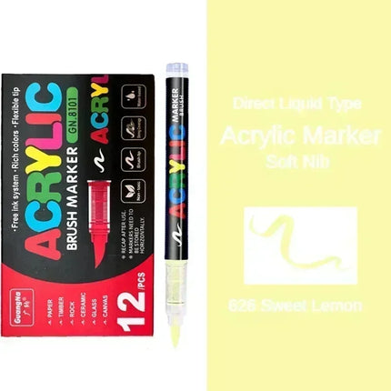 12/24/36/48/72/120 PCS GuangNa Acrylic Color Soft Head Markers Painted Graffiti Christmas Gfit Marker Set Festival Art Supply