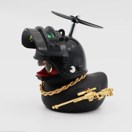 Broken Wind Rubber Duck Motor Accessories Yellow Duck with Helmet Auto Car Accessories Duck In The Car Car Interior Decoration