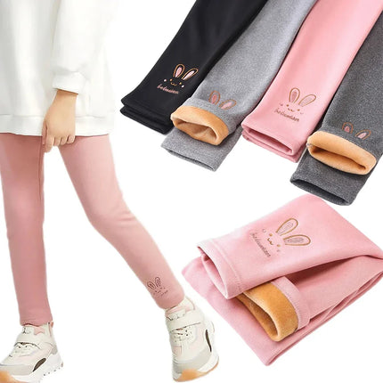 Clearance_3-8 Years Girl Leggings Baby Bunny Pants Kids Autumn Winter Thermal Tights Children Fleece Lined Fashion Trousers Casu