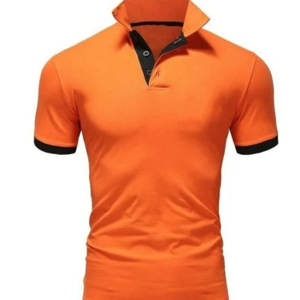 Men's Solid Color Short Sleeve T-Shirt Collar Polo Comfortable Breathable Fashion Basic Fit for Spring/Summer
