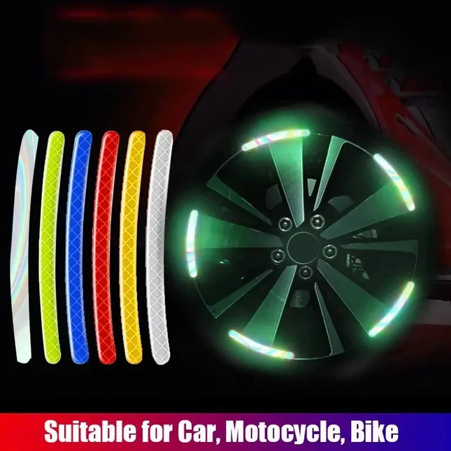 Car Wheel Hub Reflective Stripes Sticker Driving Safety Tire Decor Warning Sticker Warning Reflective Tape Car Accessories
