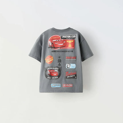 Cartoon Car Boys T-shirt Summer Clothing New Style Cartoon Short Sleeve Tops Tees Kids Trendy Design Casual T Shirts Children's