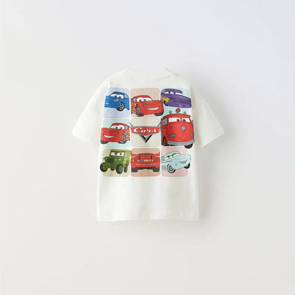 Cartoon Car Boys T-shirt Summer Clothing New Style Cartoon Short Sleeve Tops Tees Kids Trendy Design Casual T Shirts Children's
