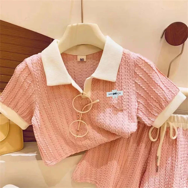 Girls Clothes Set Summer Kids Cute Sweet Short Sleeve Top+Shorts 2Pcs Outfits Children Casual Comforts Sportswear Suits 2-10Y