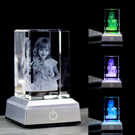 3D Laser Engraved Customized Crystal Photo Frame Statue Personazlied Picture and Text on Crystal Cube Birthday Christmas Gifts