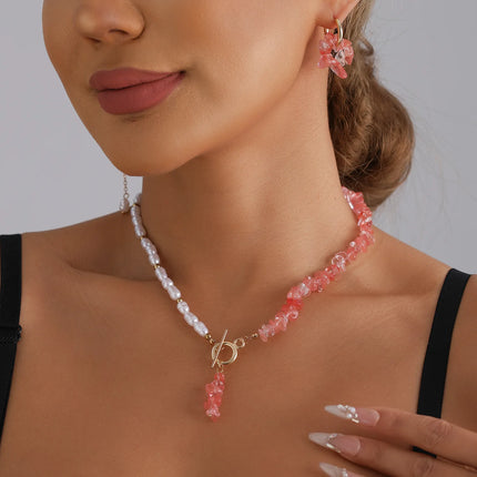 Y2K Heart Beaded Necklace Women Boho Irregular Crystal Class Gravel Clavicle Chain Cool Y2K Choker Exquisite Fashion Jewelry