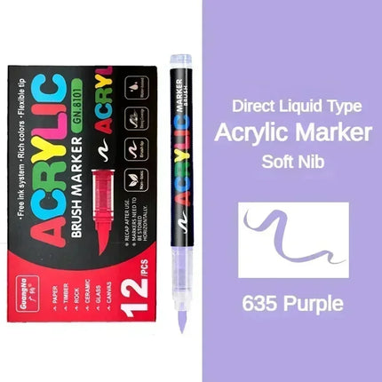 12/24/36/48/72/120 PCS GuangNa Acrylic Color Soft Head Markers Painted Graffiti Christmas Gfit Marker Set Festival Art Supply