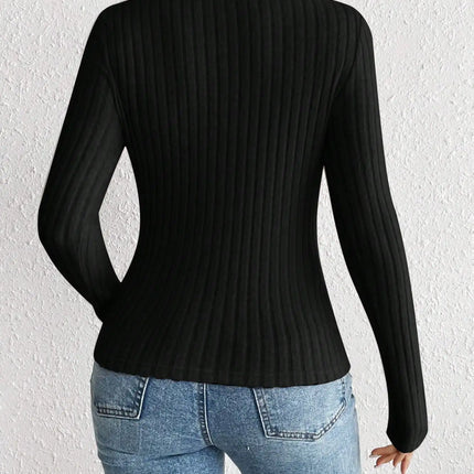 Autumn and winter fashion diamond collar knitted bottom shirt, women's casual long-sleeved tops, knitted long-sleeved T-shirt