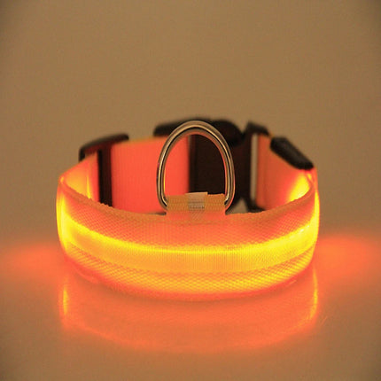Dog Night Safety Collar Nylon LED Night Light USB Automatic Flashing Fluorescent Protection for Dog's Travel