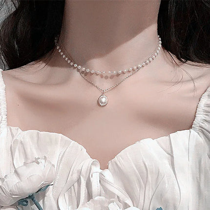 Simple Pearl Beads Chic Exquisite Necklace Gold Color Thin Chain Minimalist Charm Collar Jewelry Women