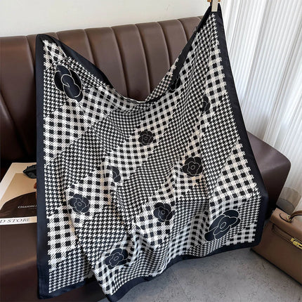 90*90Cm Square Scarf Twill Silk Feeling Women Head Shawls and Wraps Luxury Hair Tree Print Neck Scarves Hijab Bandana Pashmina