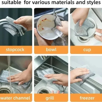 1-20PCS Magic Cleaning Cloth Thickened Double -sided Metal Steel Wire Rags Kitchen Dish Pot Washdishing Cloths Towel Clean Tools