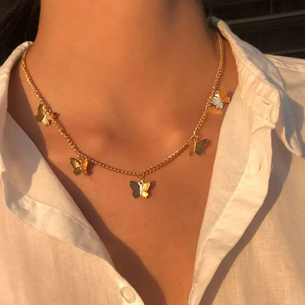 Simple Pearl Beads Chic Exquisite Necklace Gold Color Thin Chain Minimalist Charm Collar Jewelry Women