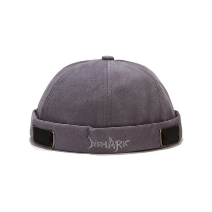 Bocca Embroidery Docker Cap Without Visor Shark Letter Brimless Caps Beanies Dome Adjustable Skullcap Solid Color Fashion Hat