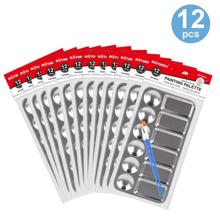 MOTARRO 1Pcs Rectangle Paint Tray Metal Palettes for Acrylic Oil Paint Watercolor Craft Professional DIY Art Painting Palette