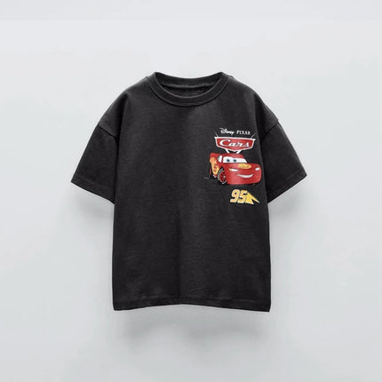 Cartoon Car Boys T-shirt Summer Clothing New Style Cartoon Short Sleeve Tops Tees Kids Trendy Design Casual T Shirts Children's