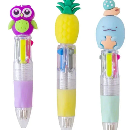 20PCs/lot Cute Cartoon 4 Color Mini Ballpoint Pen Kawaii Unicorn Flamingo Retractable Stationery Gift School Office Supplies