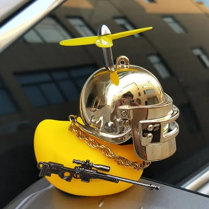 Broken Wind Rubber Duck Motor Accessories Yellow Duck with Helmet Auto Car Accessories Duck In The Car Car Interior Decoration