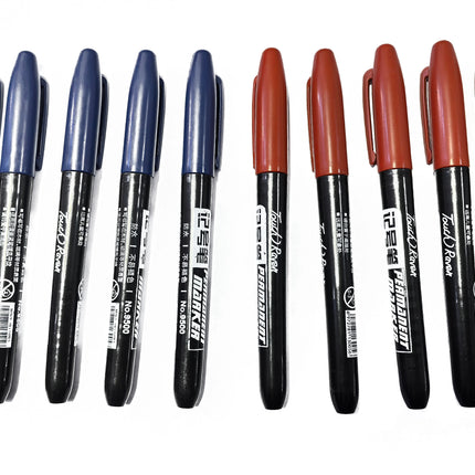 6 PCS Permanent Marker Pen Manga Drawing Markers Black Blue Red Waterproof Ink Sketch Pens Stationery Art School Supplies