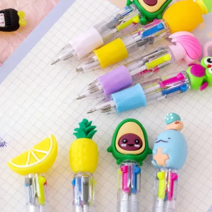 20PCs/lot Cute Cartoon 4 Color Mini Ballpoint Pen Kawaii Unicorn Flamingo Retractable Stationery Gift School Office Supplies