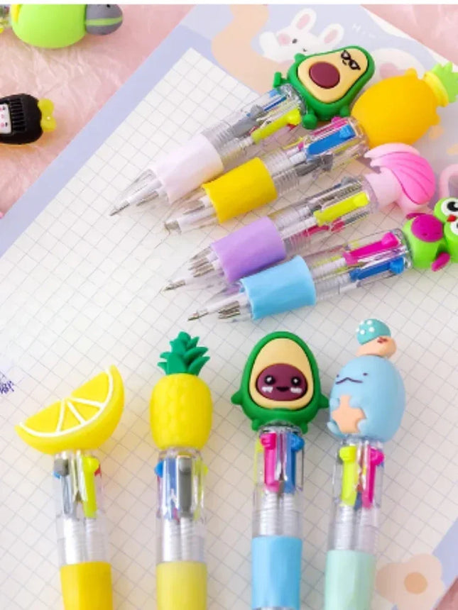 20PCs/lot Cute Cartoon 4 Color Mini Ballpoint Pen Kawaii Unicorn Flamingo Retractable Stationery Gift School Office Supplies