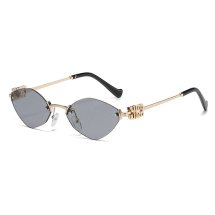 New Fashionable Men Borderless Diamond Shaped Sunglasses High-End Metal Neutral Style Street Sunglasses Uv400