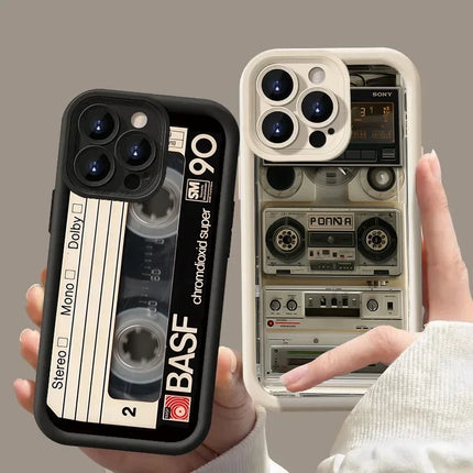 Retro Magnetic Radio Tape Cassette Phone Case For iPhone 16 15 14 13 12 11 Pro Max XS Max XR X 7 8 Plus SE2022 Shockproof Fundas