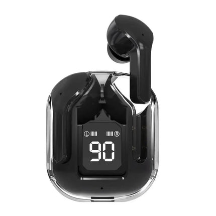 Bluetooth-Compatible Noise Canceling Translucent Earphones with Digital Display Charging Case Small Ear Buds for Sports Working