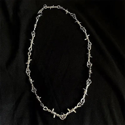 TrendMen Hiphop/Rock Rattan Thorns Chain Necklaces For Men Fashion Silver Color Metal Choker Clavicle Chain Party Jewelry Gifts