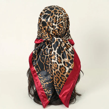 Handkerchiefs Hair Silk Scarf 90*90cm Print Satin Big Square Silk Scarves Shawls for Women Luxury Brand Designer Hijab Headband