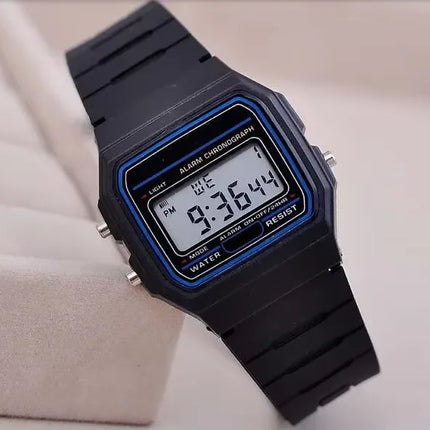 Steel strip LED electronic watch ultra-thin gold and silver cold light watch F91W steel strip original Su Feng fashion multifunc