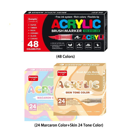 12/24/36/48/72/120 PCS GuangNa Acrylic Color Soft Head Markers Painted Graffiti Christmas Gfit Marker Set Festival Art Supply